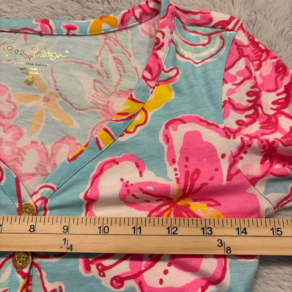 Lilly Pulitzer Women’s Long Sleeve Cotton Casual Dress Turquoise Pink Sz XXS - Picture 5 of 7